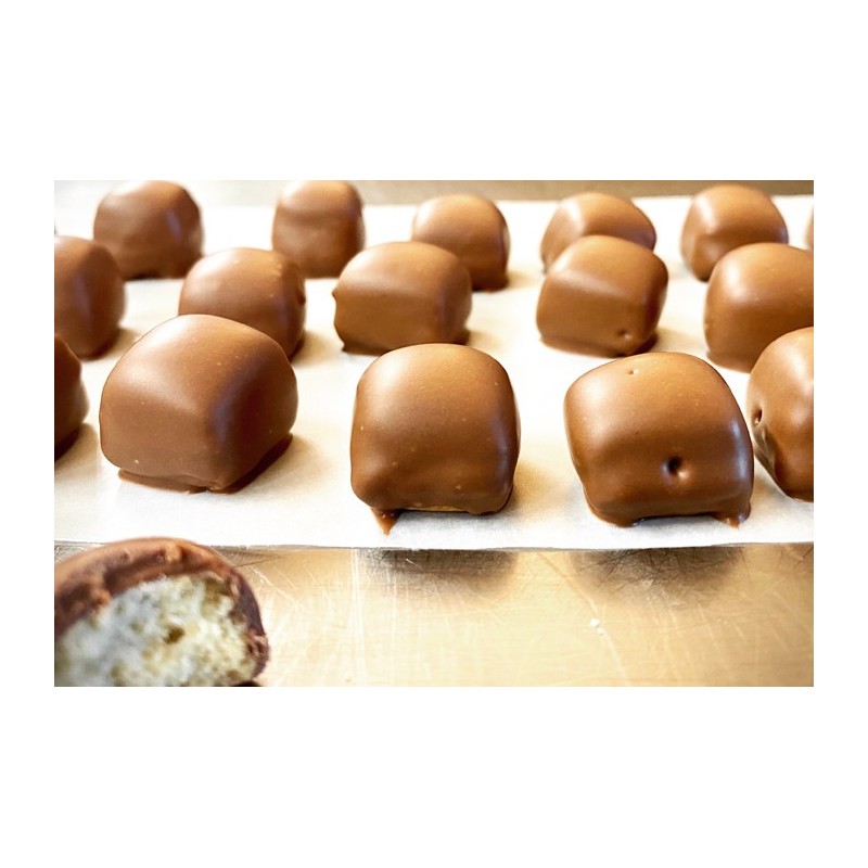 Biscuit à l'huile d'olive 3.8%, enrobé de chocolat au lait