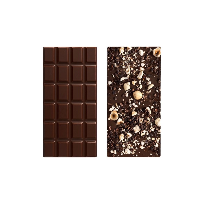 Tablette Chocolat Noir – Dark Chocolate with Cocoa Nibs & Hazelnuts