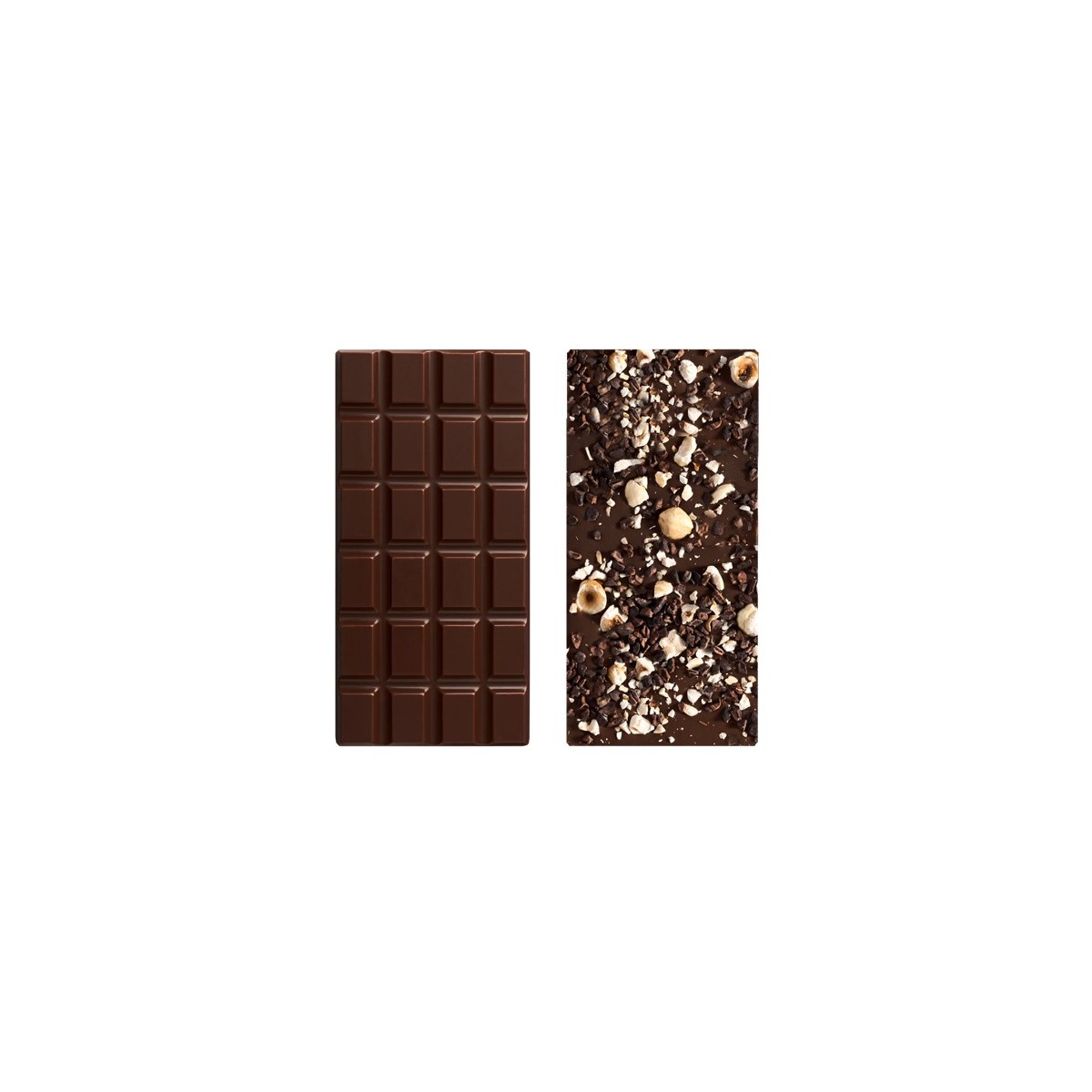 Tablette Chocolat Noir – Dark Chocolate with Cocoa Nibs & Hazelnuts
