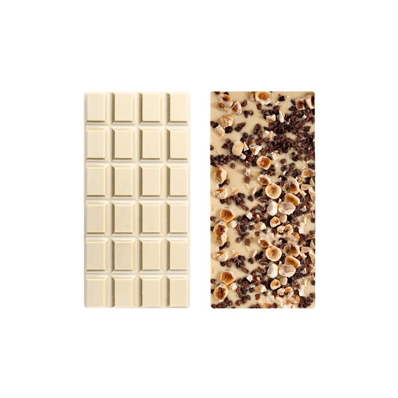Tablette Chocolat Blanc – White Chocolate with Cocoa Nibs & Hazelnuts