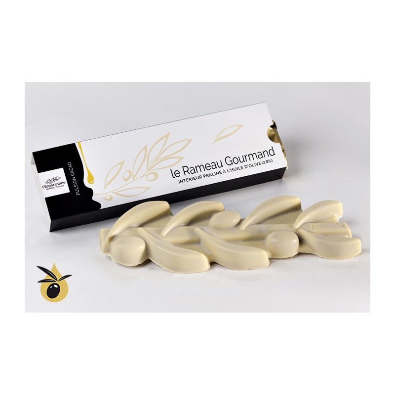 Barre de chocolat blanc intérieur praliné à l'huile d'olive 2.8%