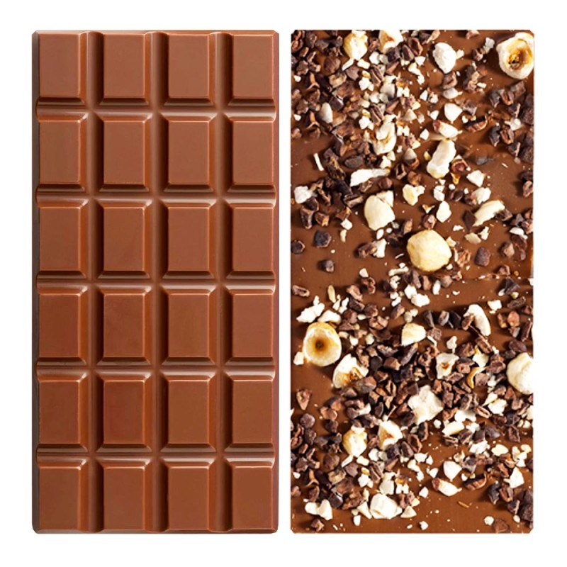 Tablette Chocolat Lait – Milk Chocolate with Cocoa Nibs & Hazelnuts