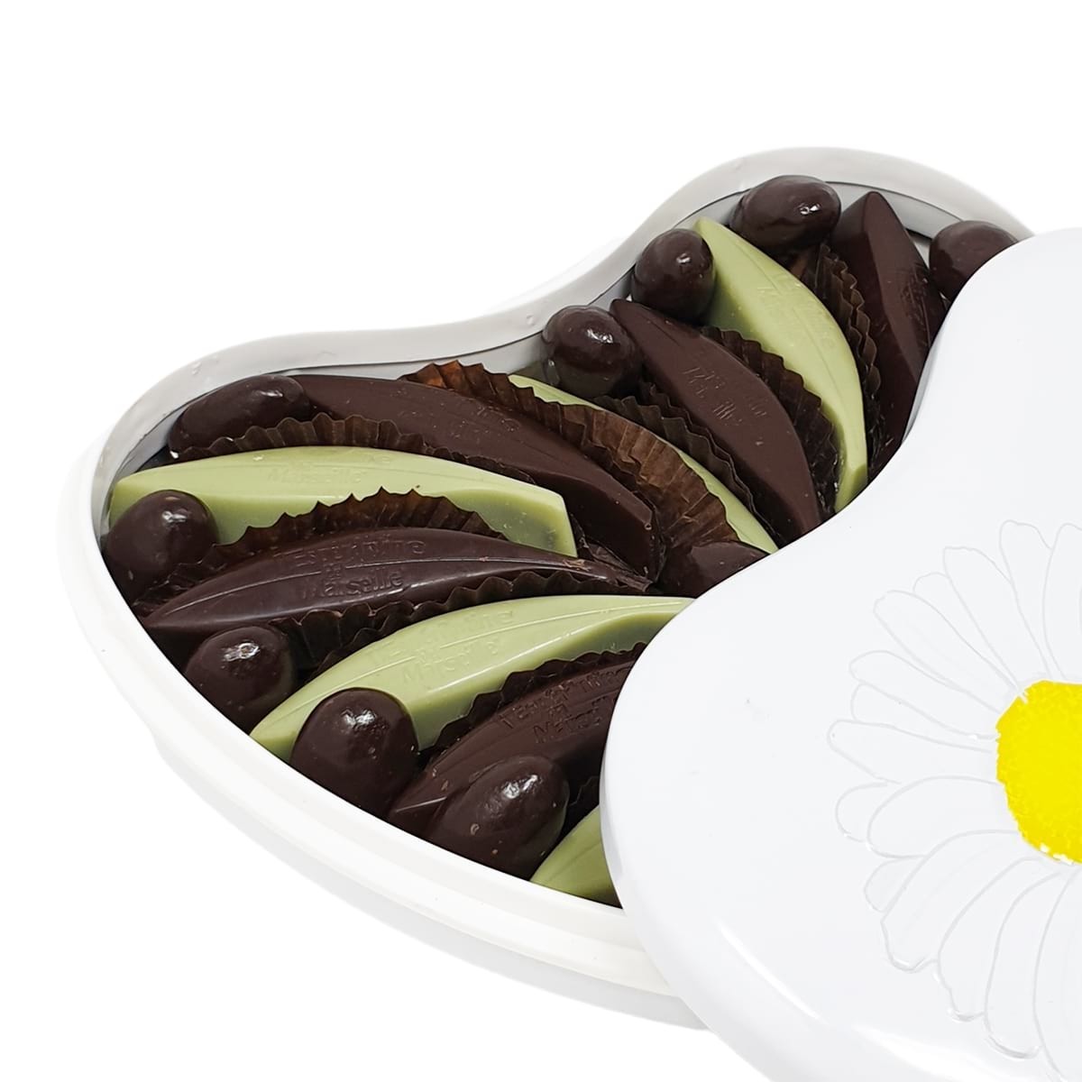 Boîte coeur pour la fête des mères avec espérantines et olivettes
