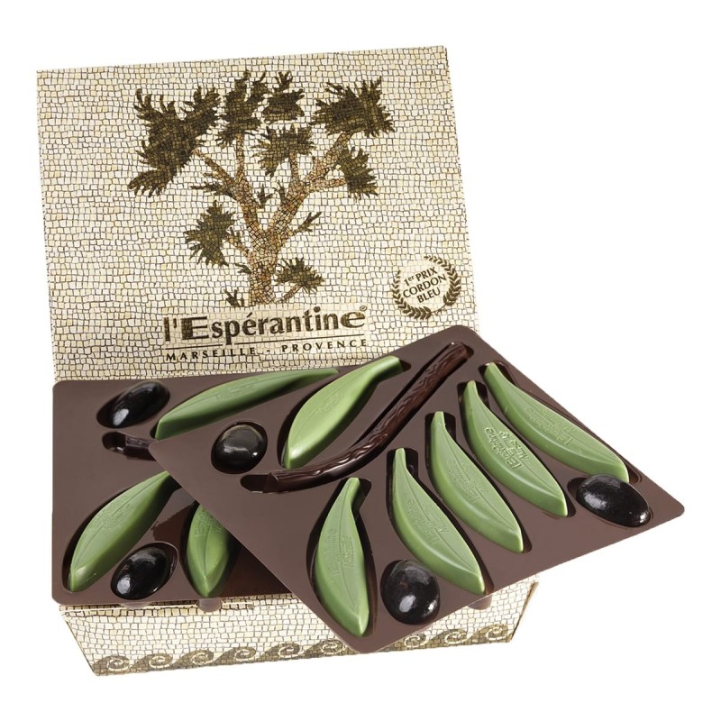 Petit Rameau d'olivier en chocolat - 12 pièces Espérantines Verte