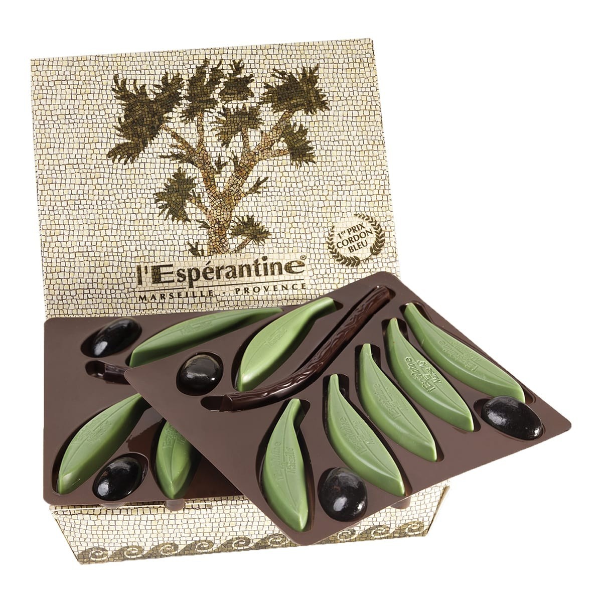 Petit Rameau d'olivier en chocolat - 12 pièces Espérantines Verte