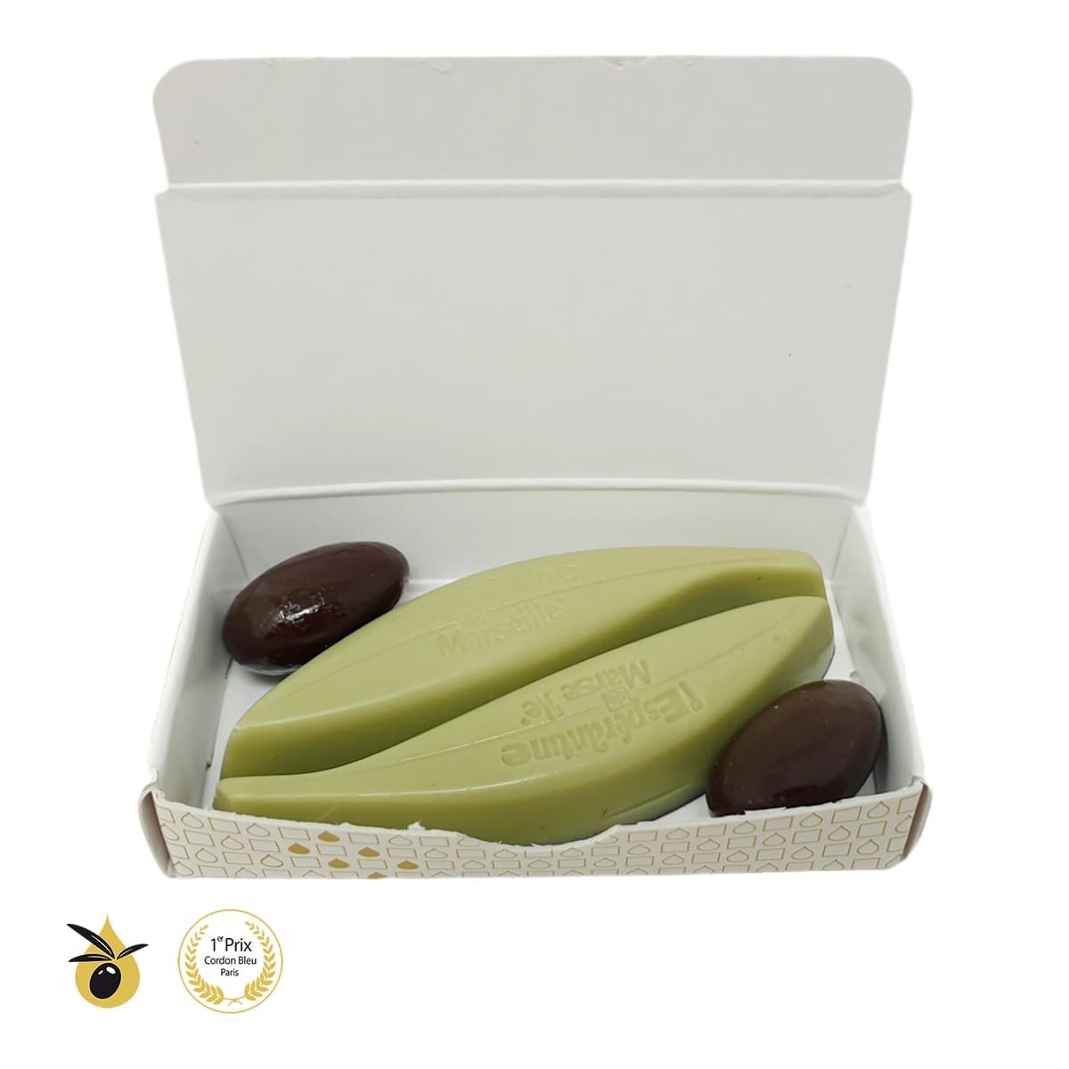 Duo d'Espérantine vert amande - Chocolat à l'huile d'olive