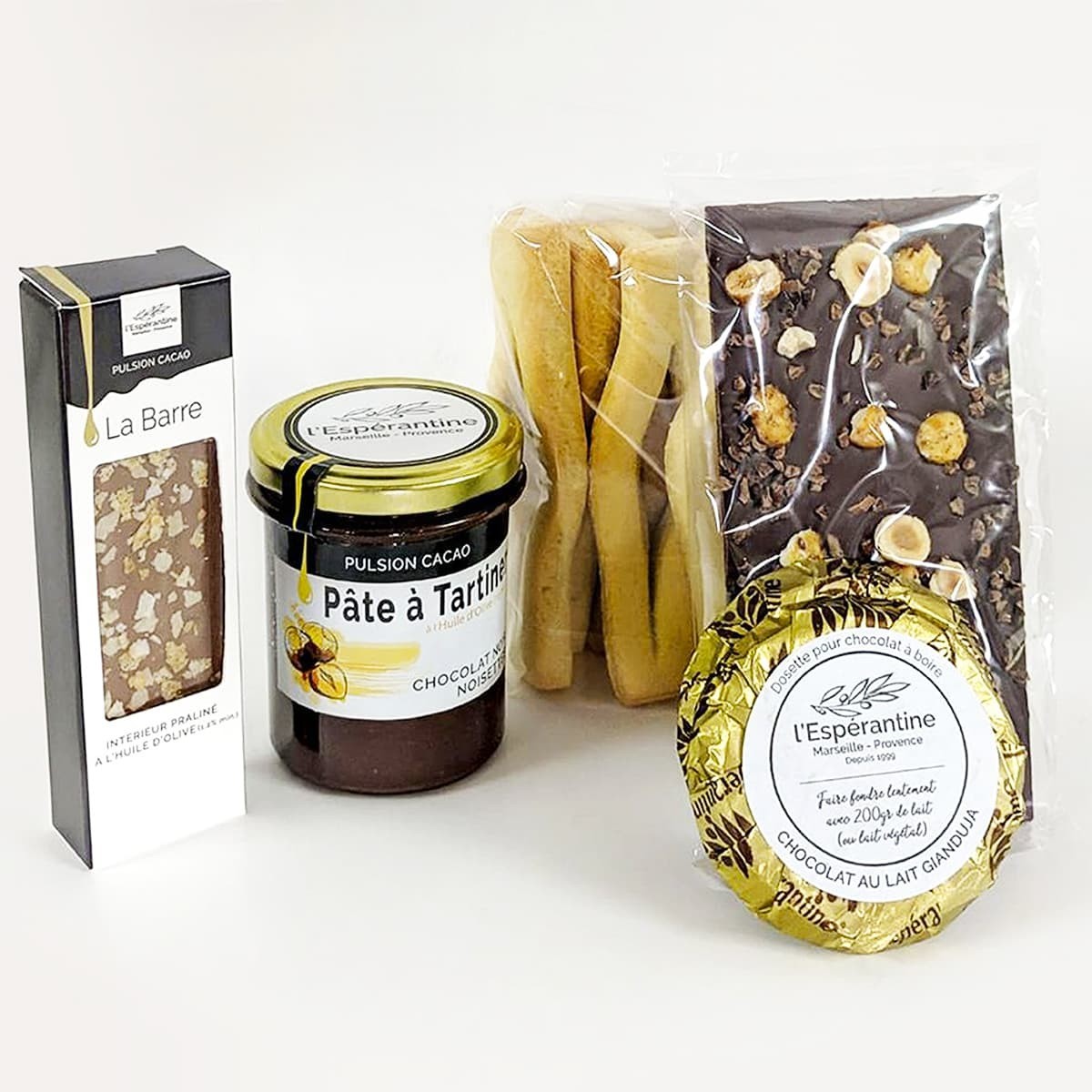 Composition Goûter Gourmand – Tasting Box with Drinking Chocolate, Biscuits & Tablet