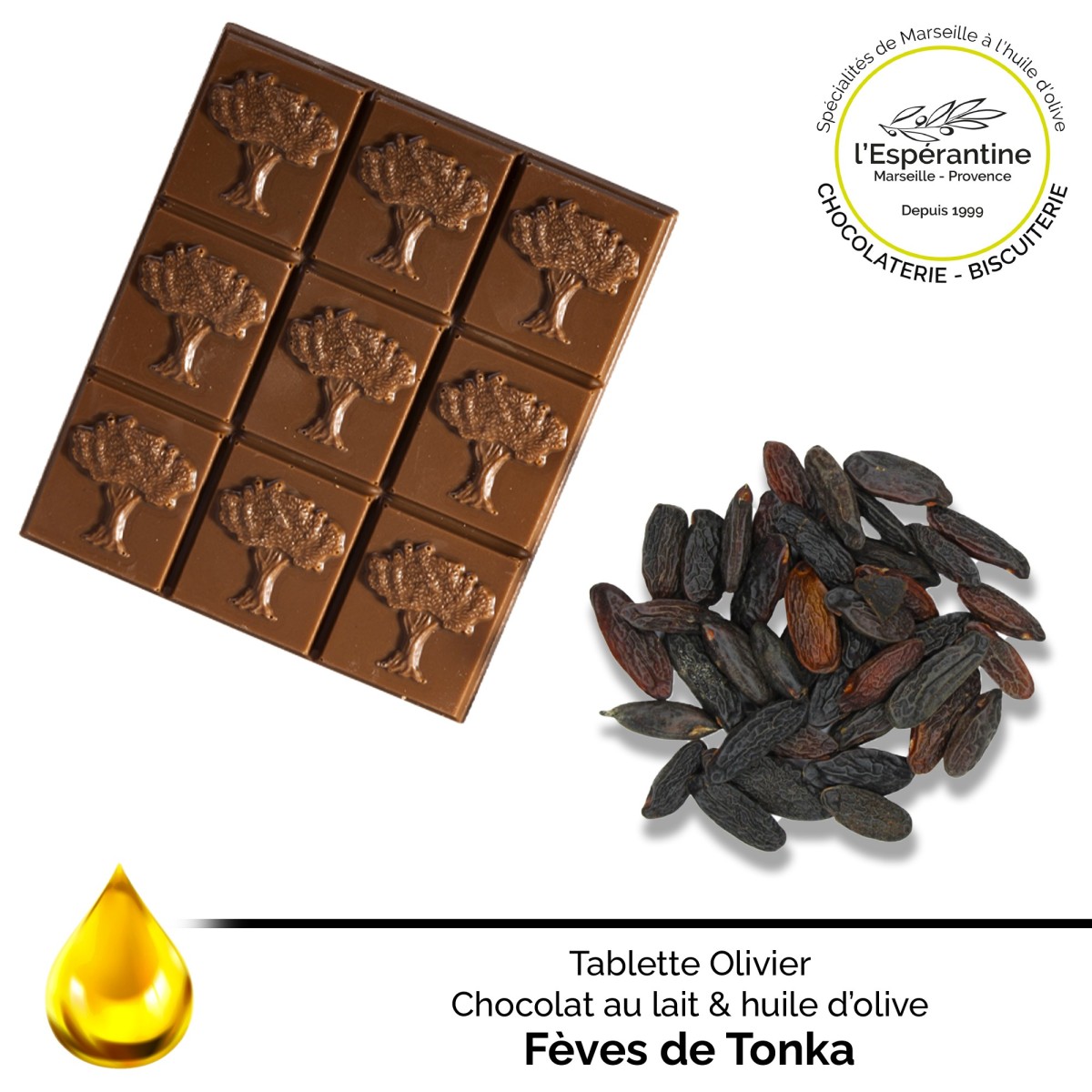 Tablette Olivier Lait - Fèves de Tonka