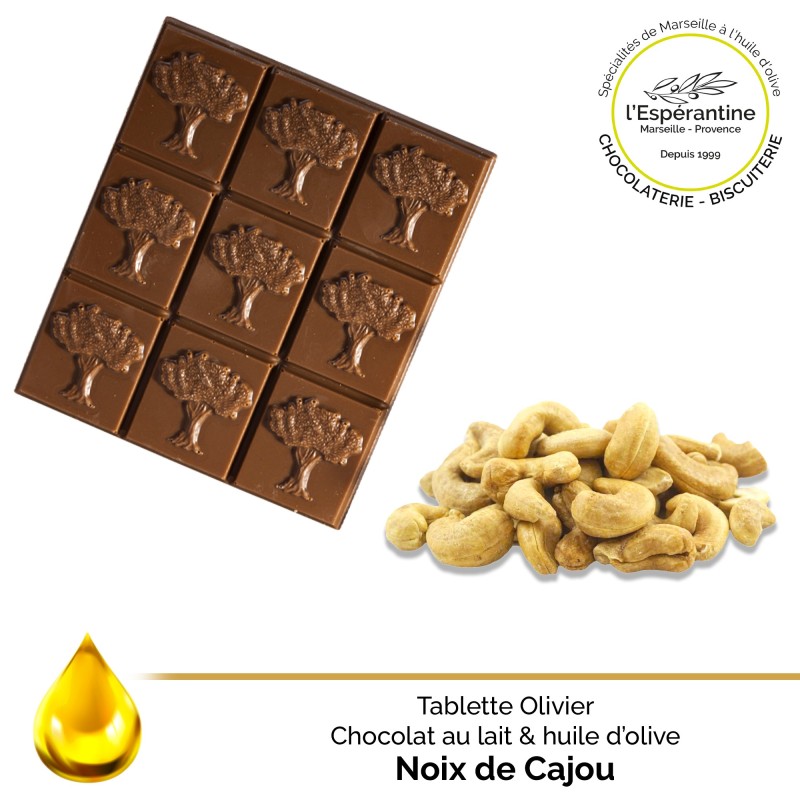 Tablette Olivier Lait – Milk Chocolate with Cashew Nuts