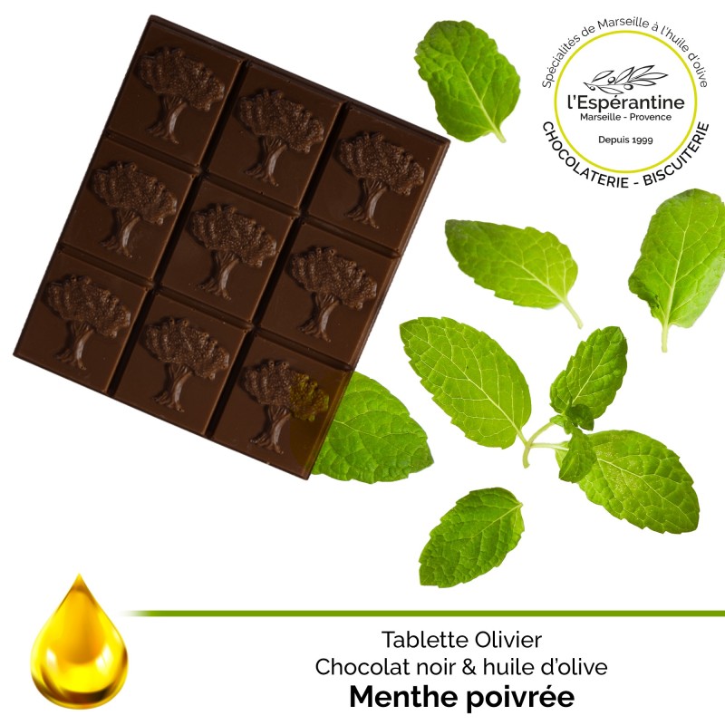 Tablette Olivier Noir – Dark Chocolate with Peppermint