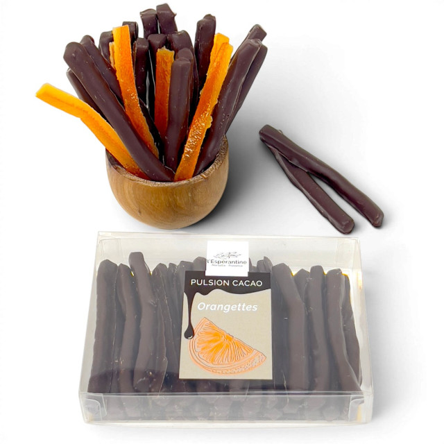 Orangettes Chocolat Noir – Oranges Confites Enrobées Artisanalement