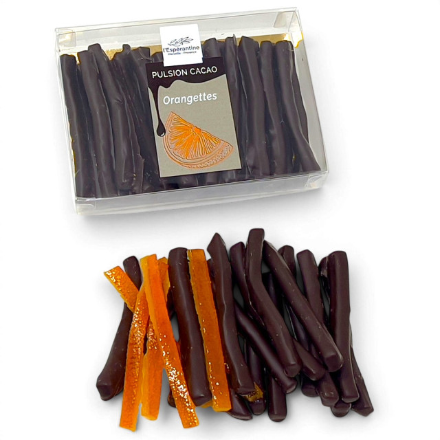 Orangettes Chocolat Noir – Oranges Confites Enrobées Artisanalement