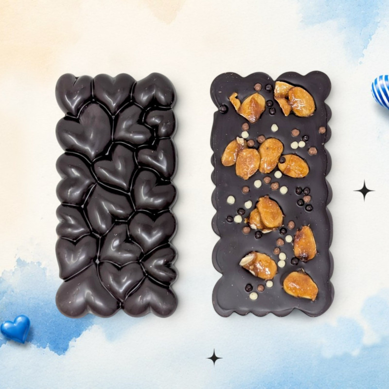 Tablette Cœurs Chocolat et Amandes caramélisées – Fête des Pères