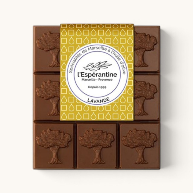 tablette au chocolat au lait et huile essentielle de lavande