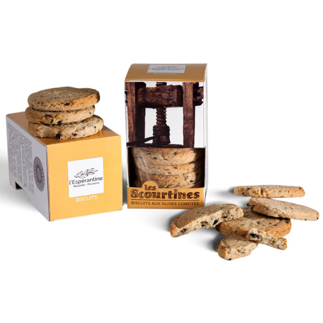 Scourtines – Black Olive & Caramelized Almond Biscuits